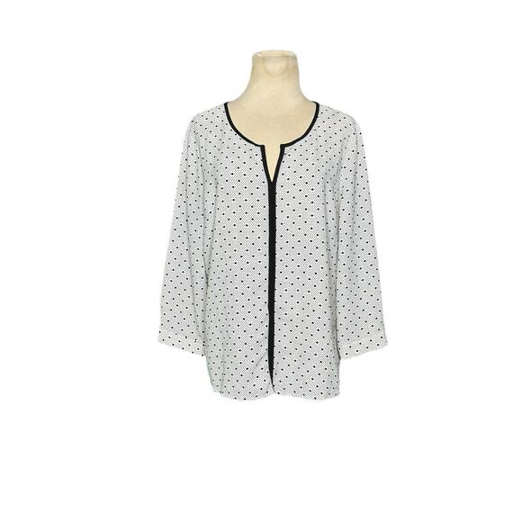 41HAWTHORN White Black Polka Dots Litton Split Neck Blouse Size Large - Picture 6 of 12